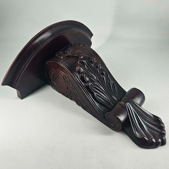 Vintage Ornate Carved wood Wall Display Hanging Sconce Shelf Mahagony - Picture 1 of 6